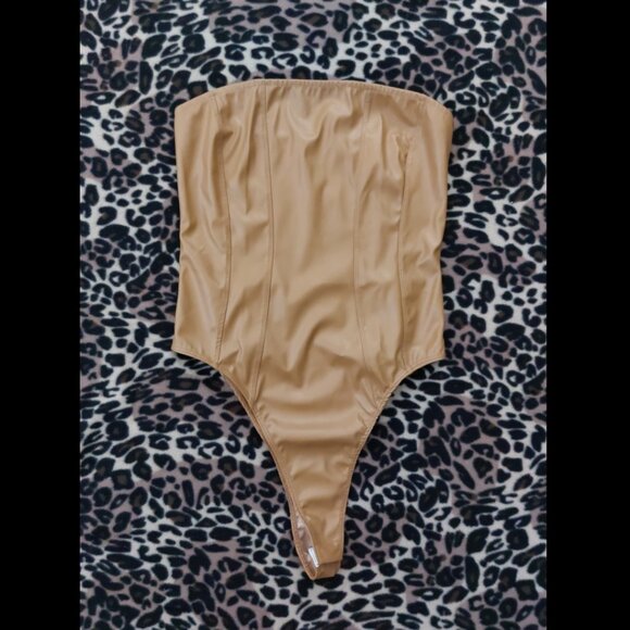 Forever 21 Tan Faux Leather Tube Bodysuit - Picture 2 of 4